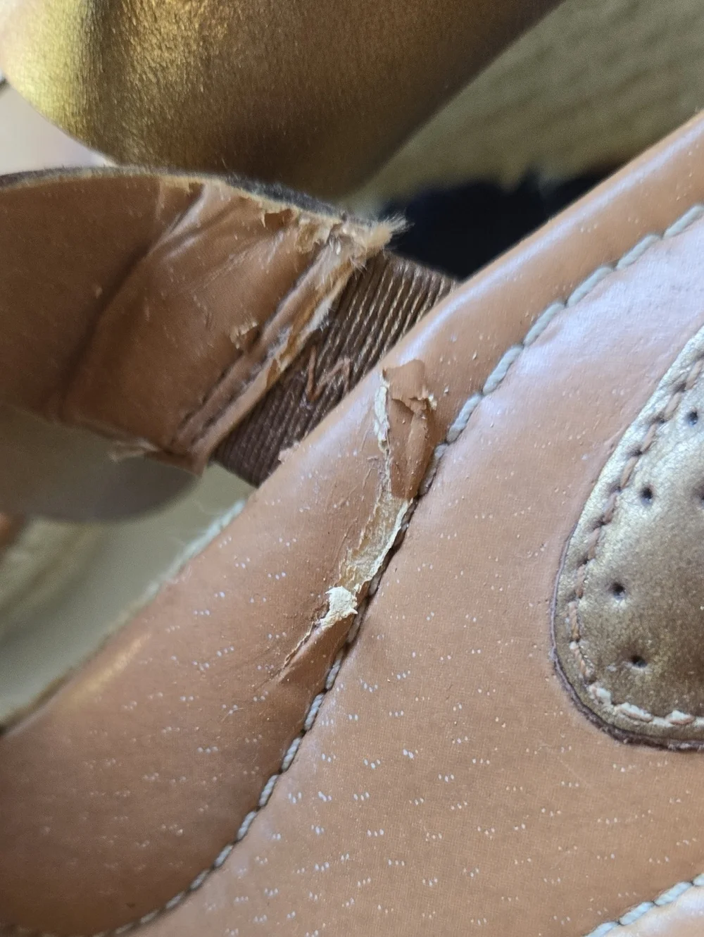 Fossil Bronze Leather Gladiator Strappy Espadrille Wedge Size 8.5